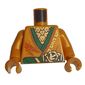 Torso Robe, Green Trim, Belt, Gold Asian Symbol print, Pearl Gold Arms and Hands