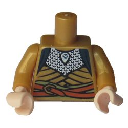 Torso Robe with Silver Scale Mail and Orange Belt Print, Pearl Gold Arms, Light Nougat Hands