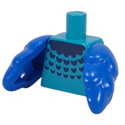 LEGO part 11938c01pr0001 Torso with Blue Bird Wings, Dark Blue Plumage print in Bright Bluish Green/ Dark Turquoise