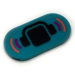 Tile Round 2 x 4 with Black Head with Headphones print