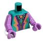 Torso Shirt, Dark Purple, Coral, and Gold Design, Zipper, Jewel Necklace print, Medium Lavender Arms and Hands