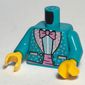 Torso Jacket, Dotted Bright Pink Collar, Bright Light Blue and White Striped Shirt, Dark Pink Bow Tie print, Dark Turquoise Arms, Yellow Hands