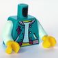 Torso Jacket with Pockets over Light Aqua Top, Magenta Music Notes Print, Light Aqua Arms, Yellow Hands
