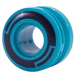 LEGO part upn9997pr0001 Wheel 11 x 8 with Center Groove, One Smooth Side with Black Circles print in Bright Bluish Green/ Dark Turquoise