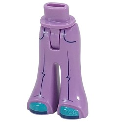 LEGO part 101117c01pr0015 Minidoll Hips and Wide Pants with Dark Blue Seems, Dark Turquoise Shoes print in Medium Lavender