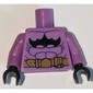 Torso Muscles, Batman Logo Upside Down and Gold Belt Print, Medium Lavender Arms, Black Hands