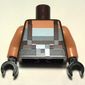 Torso Pixelated Dark Brown Suspenders over White Top and Black Belt with Buckle Print, Nougat Arms, Black Hands