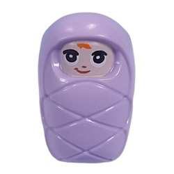 LEGO part 24067pr9999 Bundled Child / Papoose with Light Nougat Face, Black Eyes, Coral Mark Print in Lavender