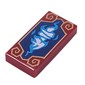 Tile 1 x 2 with White/Blue Dragon Shape on Dark Blue Background, Gold Decorations print