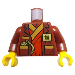 LEGO part 973c10h01pr0006 Torso, Dark Red Arms, Yellow Hands with print in Dark Red