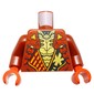 Torso, Ninja Robes, Black Sash with Gold Symbol, Red Strap, Gold Chest print, Dark Red Arms, Red Hands