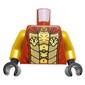 Torso, Ninja Robes, Red trim, Dark Tan Inside, Gold Plate Armor print, Pearl Gold Arms, Black Hands
