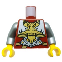 Torso, Silver Armor, Nougat Straps, Gold Dragon print, Flat Silver Arms, Yellow Hands