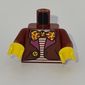 Torso Jacket, Red and White Striped Shirt, Red dotted Yellow Bow Tie Print, Dark Red Arms, Yellow Hands