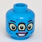 Minifig Head, 3 Yellow Eyes, Red Lips, Smile print [Hollow Stud]