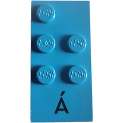 Braille Brick 2 x 4 with 5 Studs ⠷ and 'Á' print