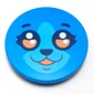 Tile Round 3 x 3 with Face, bright Light Blue Muzzle, Coral/Black Eyes print