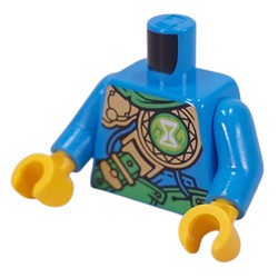 LEGO part 973c04h01pr0005 Torso, Dark Azure Arms, Yellow Hands with print in Dark Azure