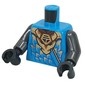 Torso, Ninja Robe, Blue/Bright Light Orange Scales, Trim, Gold Dragon print, Pearl Titanium Arms, Black Hands