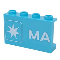 Panel 1 x 4 x 2 with White Star, 'MA' print
