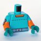 Torso, Dual Molded Arms, Silver Belt with Red Triangle print, Medium Azure Sleeves Pattern, Orange Arms with On/Off Switch Print, Dark Turquoise Hands