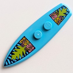 Sports Surfboard Standard with Coral and Bright Light Orange Flowers, Lime Palm Leaves Print