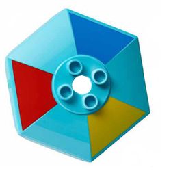 Duplo Umbrella / Parasol Top with Axle Hole with Red, Blue and Yellow Triangles Print