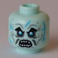 Minifig Head Grimfax, Silver Eyes, Moustache, Azure Lines, Teeth, Closed Mouth / Open Mouth