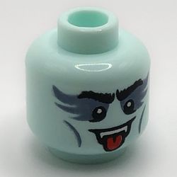 Minifig Head Vampire Guitarist, Open Mouth, Tongue, Fangs, Sand Blue Eye Shadow print