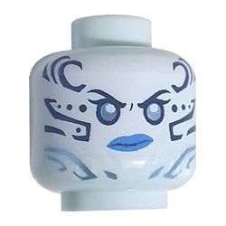 Minifig Head Nya, Metallic Light Blue Eyes, Dark Blue and Metallic Light Blue Face Markings, Dark Azure Lips Print