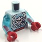 Torso, Red Belt, Silver Dragon Skull, Horns print, Trans-Light Blue Arms, Red Hands