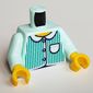 Torso Shirt with Dark Turquoise Stripes and Black Buttons Print, Light Aqua Arms, Yellow Hands