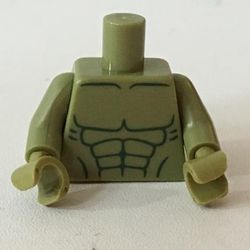 Torso Bare Chest with Dark Green Muscles Outline Print (Hulk), Olive Green Arms and Hands