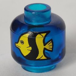 Minifig Head (No Face), Yellow and Black Fish Print [Blocked Open Stud]