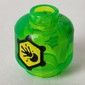 Minifig Head (No Face), Black Hexagon with Yellow Background, Warning Symbol print