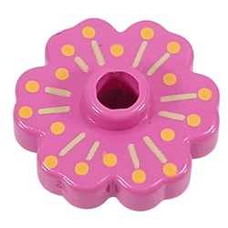 Plant, Flower 2 x 2 - Rounded with Med Green Radiating Lines and Med Orange Dots (Pistil) Print