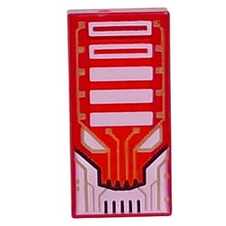 Tile 1 x 2 with Gold Circuitry, White Bars, Eyes print
