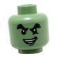 Minifig Head Ghost Cole, Dual Sided, Bushy Eyebrows, Chin Dimple, Evil Smile / Determined Print [Hollow Stud]
