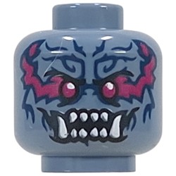 LEGO part 28621pr0089 Minifig Head Oni Warrior with print in Sand Blue