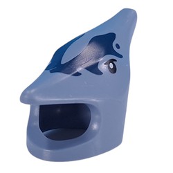 LEGO part 6648pr0001 Costume / Mask Pterodactyl with Dark Blue Markings, Black Eyes print in Sand Blue