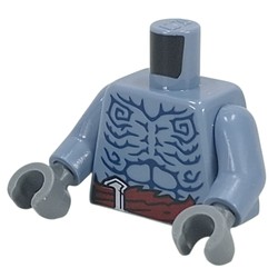 LEGO part 973c24h12pr0002 Torso, Sand Blue Arms, Dark Bluish Gray Hands with print in Sand Blue