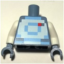 Torso Pixelated Bright Light Blue and White Space Suit Print, White Arms, Sand Blue Hands