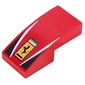 Slope Curved 2 x 1 No Studs with Ferrari Logo, White Lines, Black Triangles print