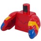 Torso with Feathers on Chest, Red Bird Wings with Yellow/Blue Feathers print