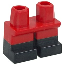 LEGO part 16709pat03 Leg Short with Black Feet Pattern [PLAIN] in Bright Red/ Red