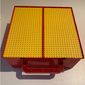 Storage Bin with Handle and Six Compartments with Yellow Baseplate Covers