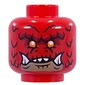Minifig Head Dragonian Scout, Dark Red Scales, Orange Eyes, Dark Tan Mouth, White Fangs