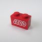 Brick 1 x 2 with LEGO Logo Open O White Outline Print