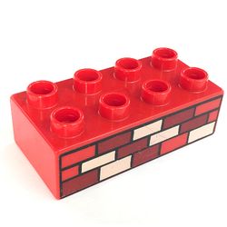 Duplo Brick 2 x 4 with Red, Dark Red and Tan Bricks Print