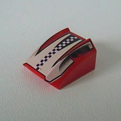Slope Curved 2 x 2 with Lip, No Studs with Checkered Stripe Print [8350]